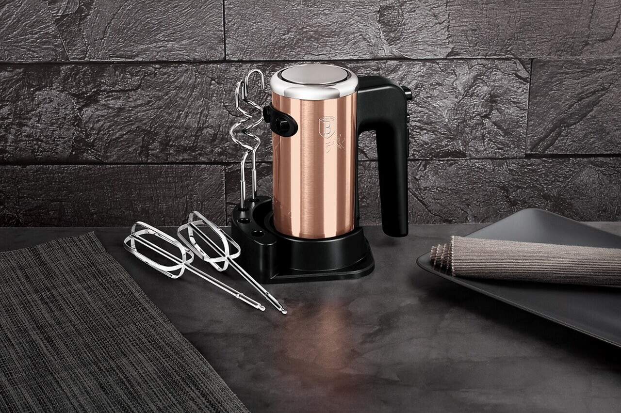 Mixer de mana cu suport Berlinger Haus, Rose Gold, 300W, plastic/inox, roz/negru - imagine 5
